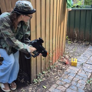 woman tags a battle box with an awesome cobra