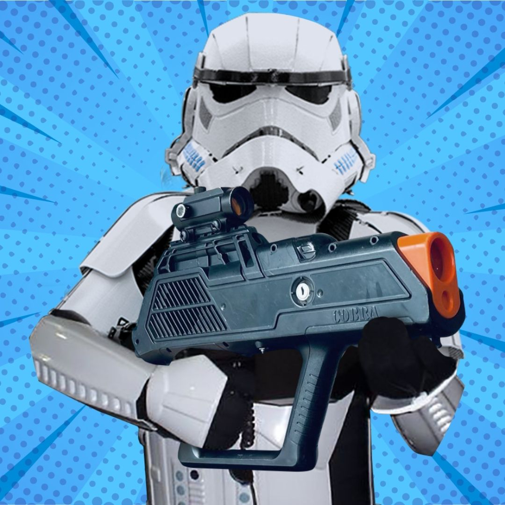 stormtrooper with laser tag blaster